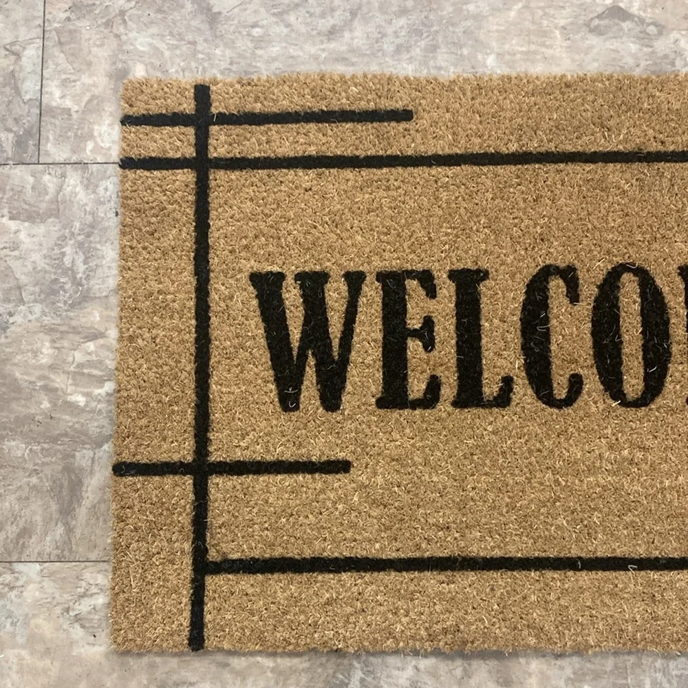 NWT Tan & Black-Skid-Resistant- Thick Pile WELCOME- Coir Door Mat 17x27